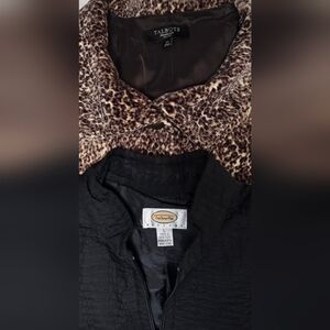Talbots 2 PIECES Leopard Print Blazer 10P And Black Vest Petite Large